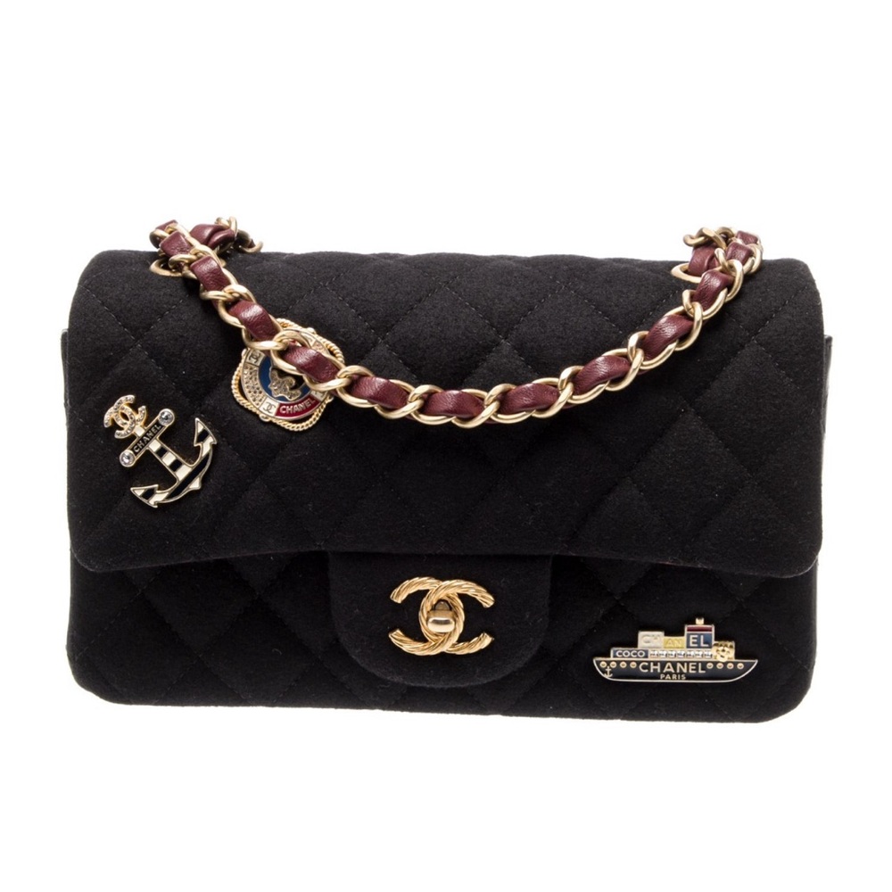 Chanel Black and Gold Quilted Shoulder Bag with Iconic CC Closure
